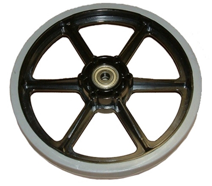 Photo de 8" Rubber Treaded Wheel w/ 3/8 Bearings 