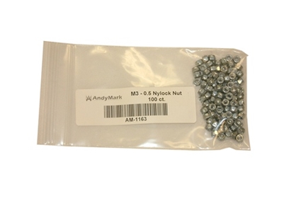 Picture of M3 Nylock Nut, Steel, Zinc Plated - Qty 100 
