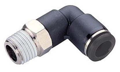 Picture of Pneumatic fitting, elbow, 1/4 inch tube, press-in, 1/8 inch NPT male