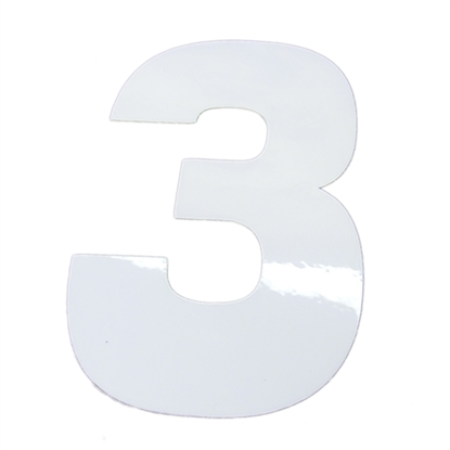 Photo de Vinyl Stick-on Number, White, 4in tall, Qty 4 - "3"