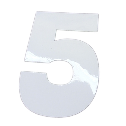 Picture of Vinyl Stick-on Number, White, 4 inch tall, Qty 4 -  "5"