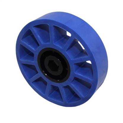 Picture of 4" Compliant Wheel, 1/2" Hex Bore, 50A Durometer, Blue