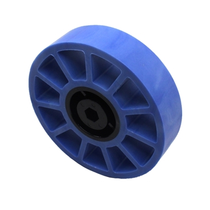 Picture of 4" Compliant Wheel, 3/8" Hex Bore, 50A Durometer, Blue