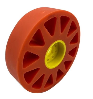 Picture of 100mm Flex Wheel - 40A - 25mm wide - 1/2" Inner Hex - Orange