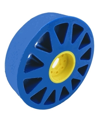 Photo de 100mm Flex Wheel - 50A - 25mm wide - 1/2" Inner Hex - Blue