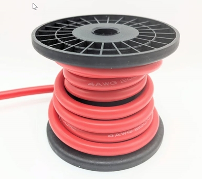 Photo de 10 Feet - Red 4 AWG Flexible Silicone Jacketed Wire