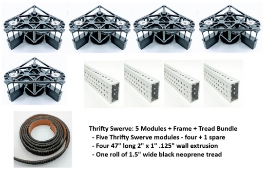 Photo de Thrifty Swerve: 5 Modules + Frame + Tread Bundle - 8mm Keyed Drive/ 8mm Keyed Rotation